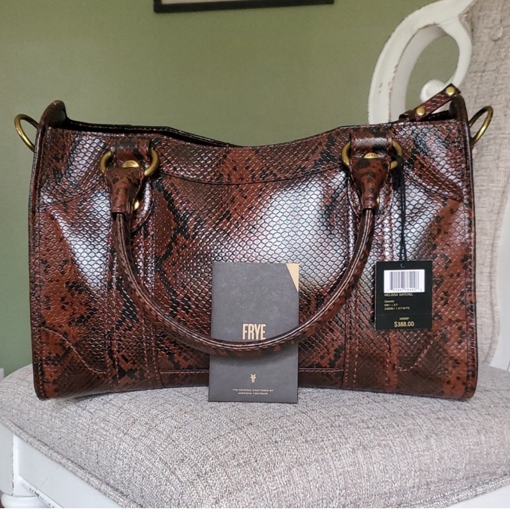NWT Frye Melissa Satchel Snake Embossed Leather Crossbody